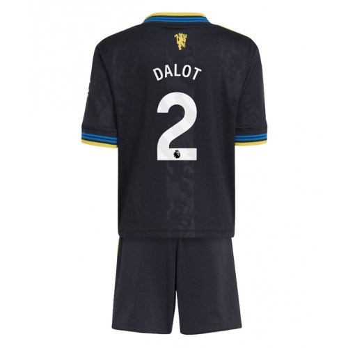 Stroje piłkarskie Manchester United Diogo Dalot #2 Koszulka Trzeciej dla dzieci 2025-26 Krótki Rękaw (+ szorty)